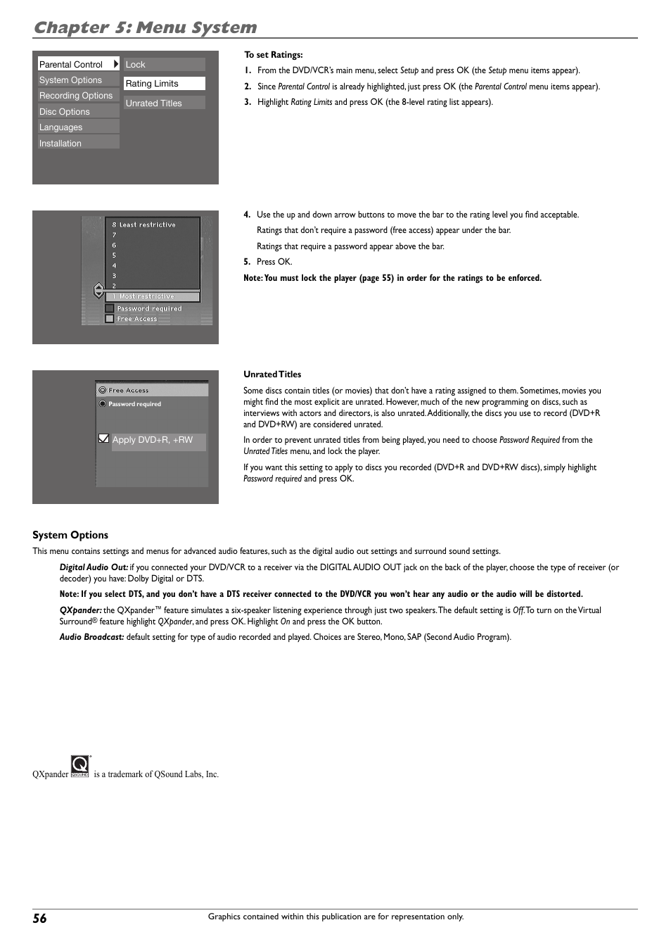 Chapter 5: menu system | RCA DVD Recorder/VCR Combo User Manual | Page 58 / 68