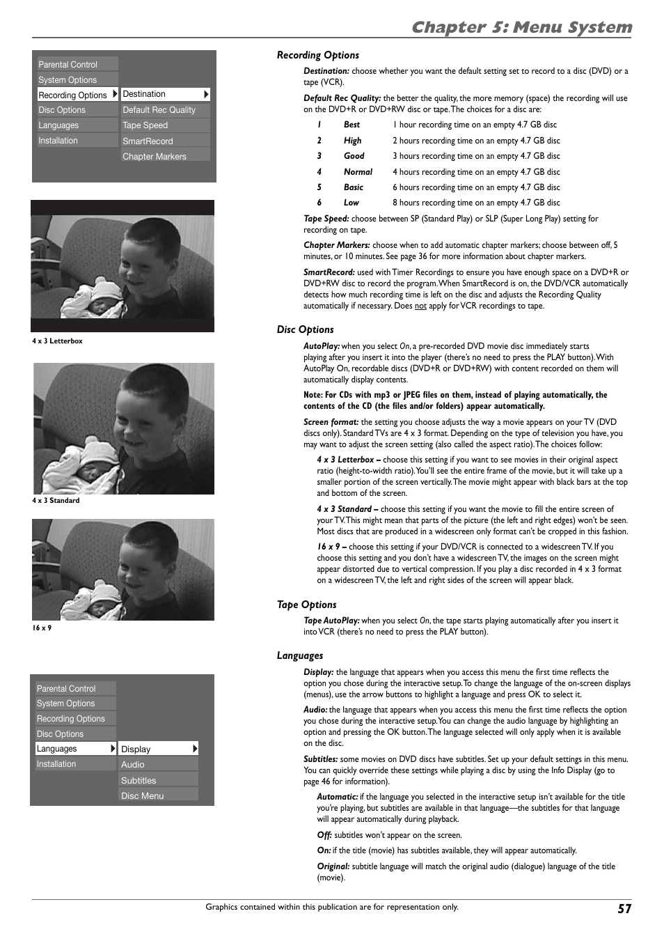 Chapter 5: menu system | RCA DVD Recorder/VCR Combo User Manual | Page 59 / 68