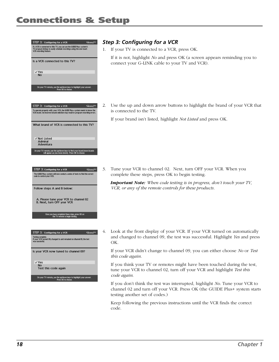 Connections & setup | RCA F25422 User Manual | Page 20 / 64