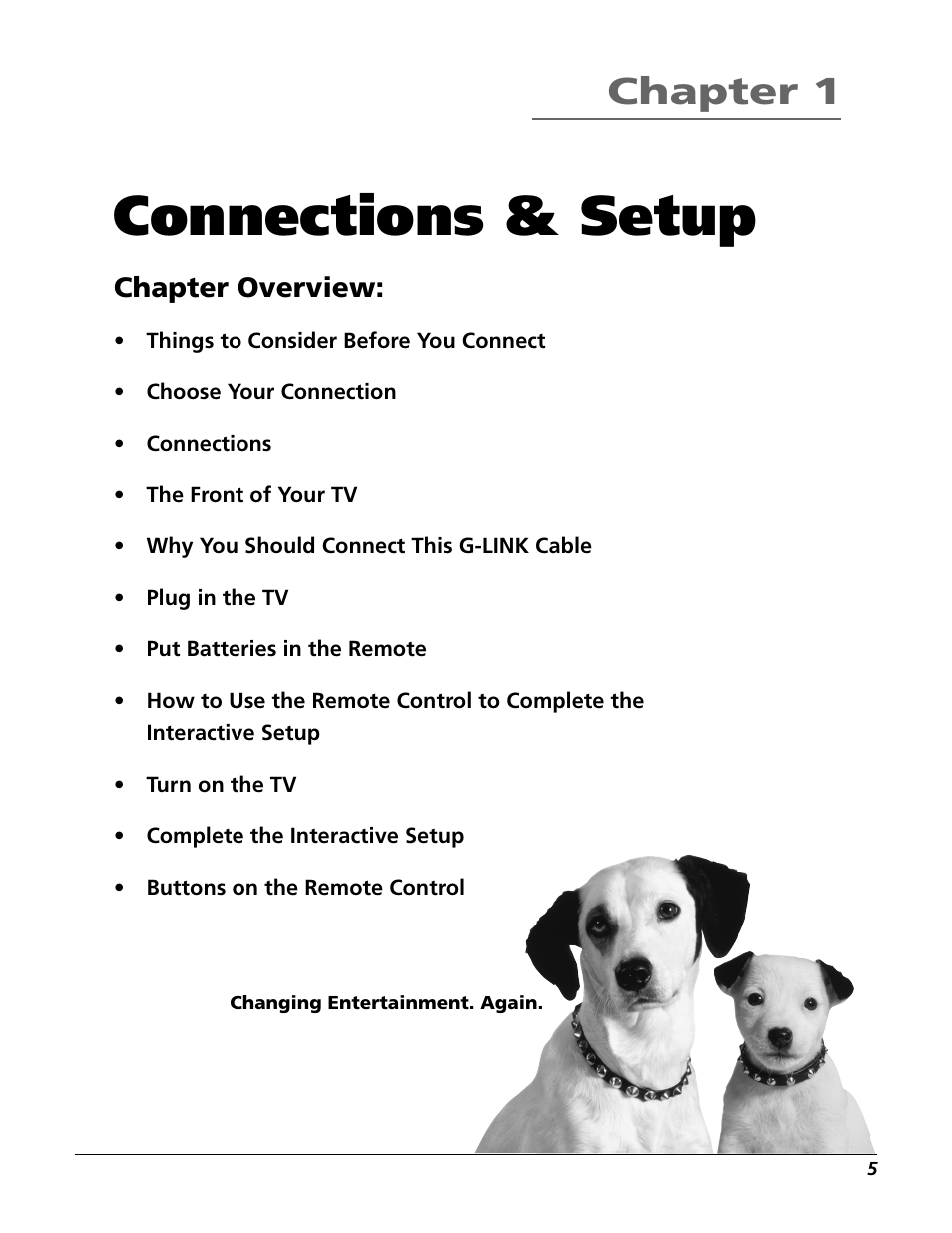 Connections & setup, Chapter 1, Chapter overview | RCA F25422 User Manual | Page 7 / 64