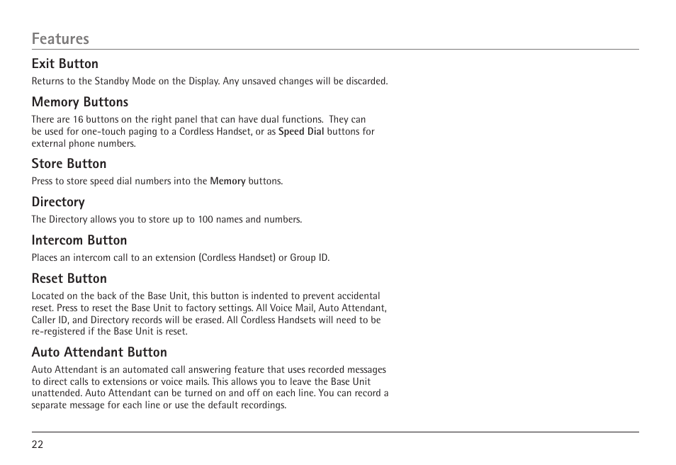Features | RCA 25450 User Manual | Page 22 / 124