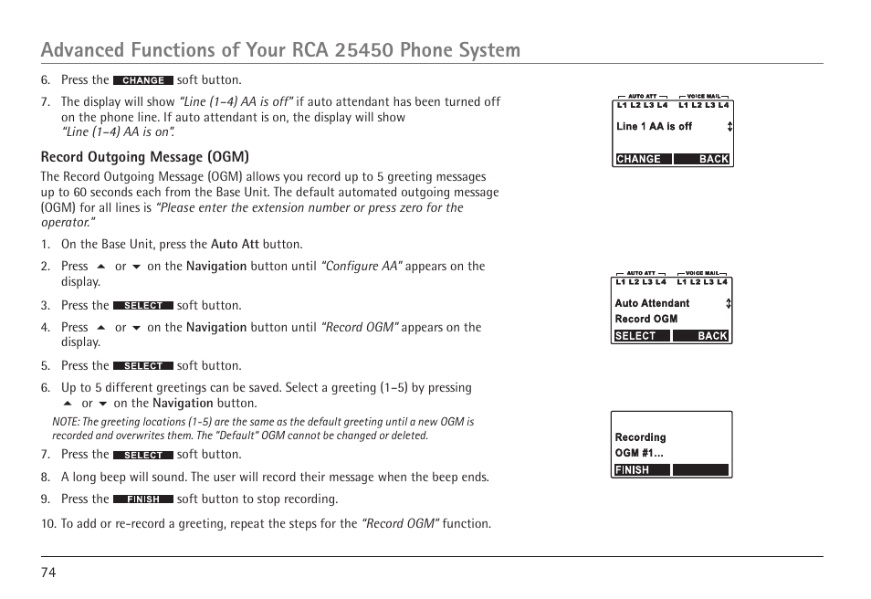 RCA 25450 User Manual | Page 74 / 124