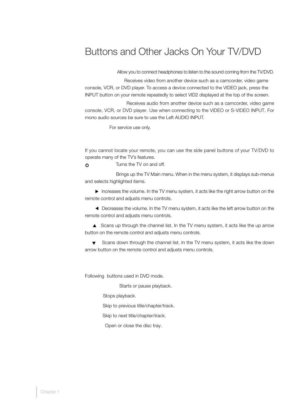 Buttons and other jacks on your tv/dvd | RCA L32HD33D User Manual | Page 22 / 56