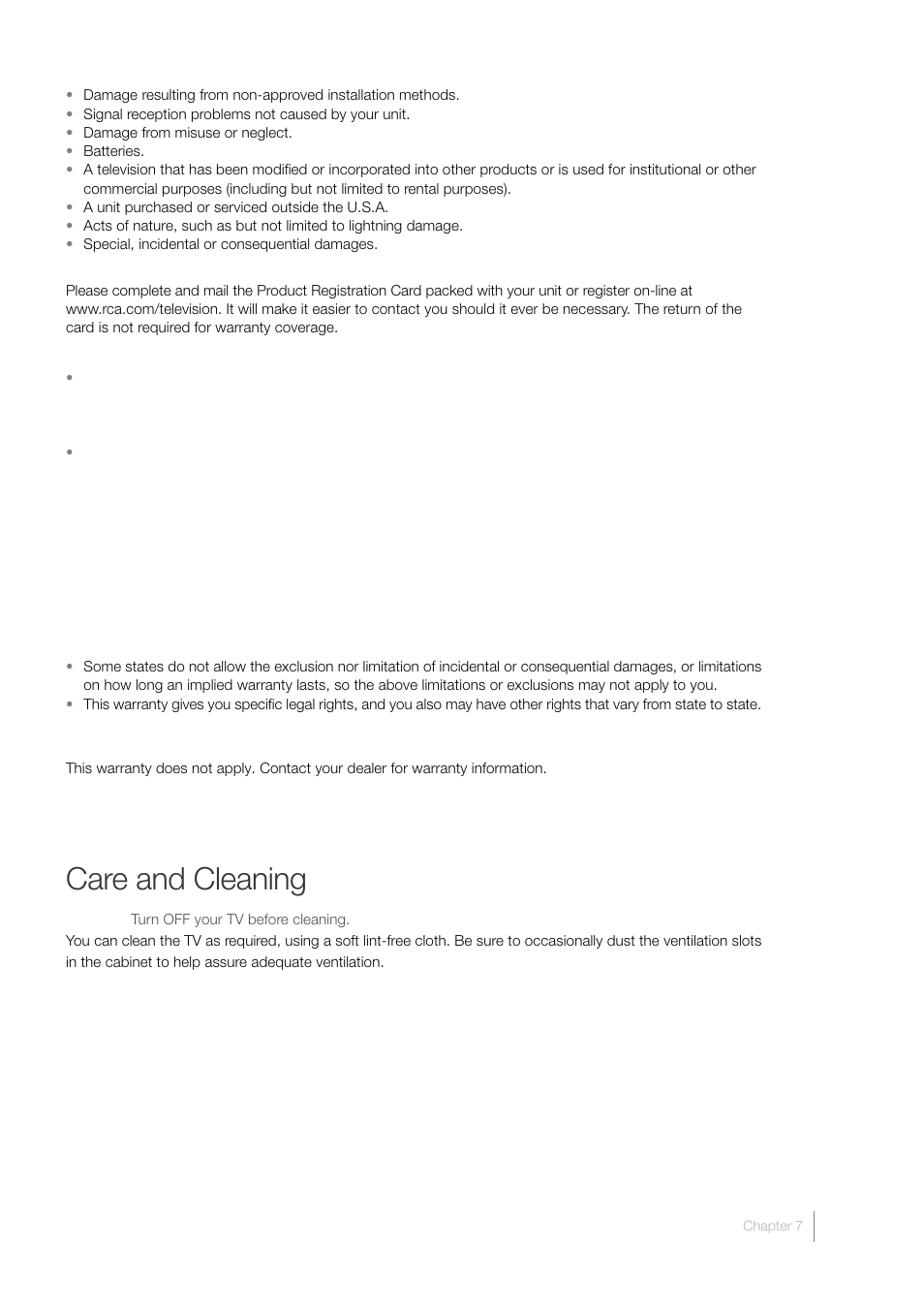 Care and cleaning | RCA L32HD33D User Manual | Page 55 / 56