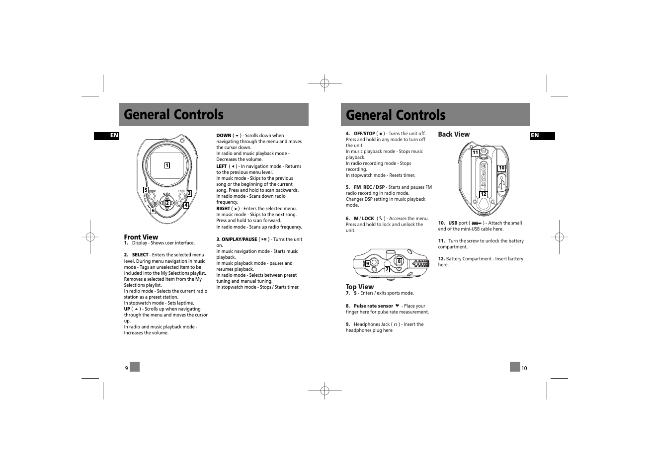 General controls | RCA RD2210 User Manual | Page 11 / 23