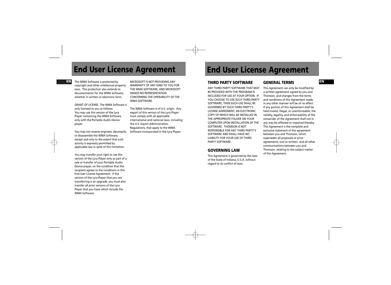 End user license agreement | RCA RD2210 User Manual | Page 6 / 23