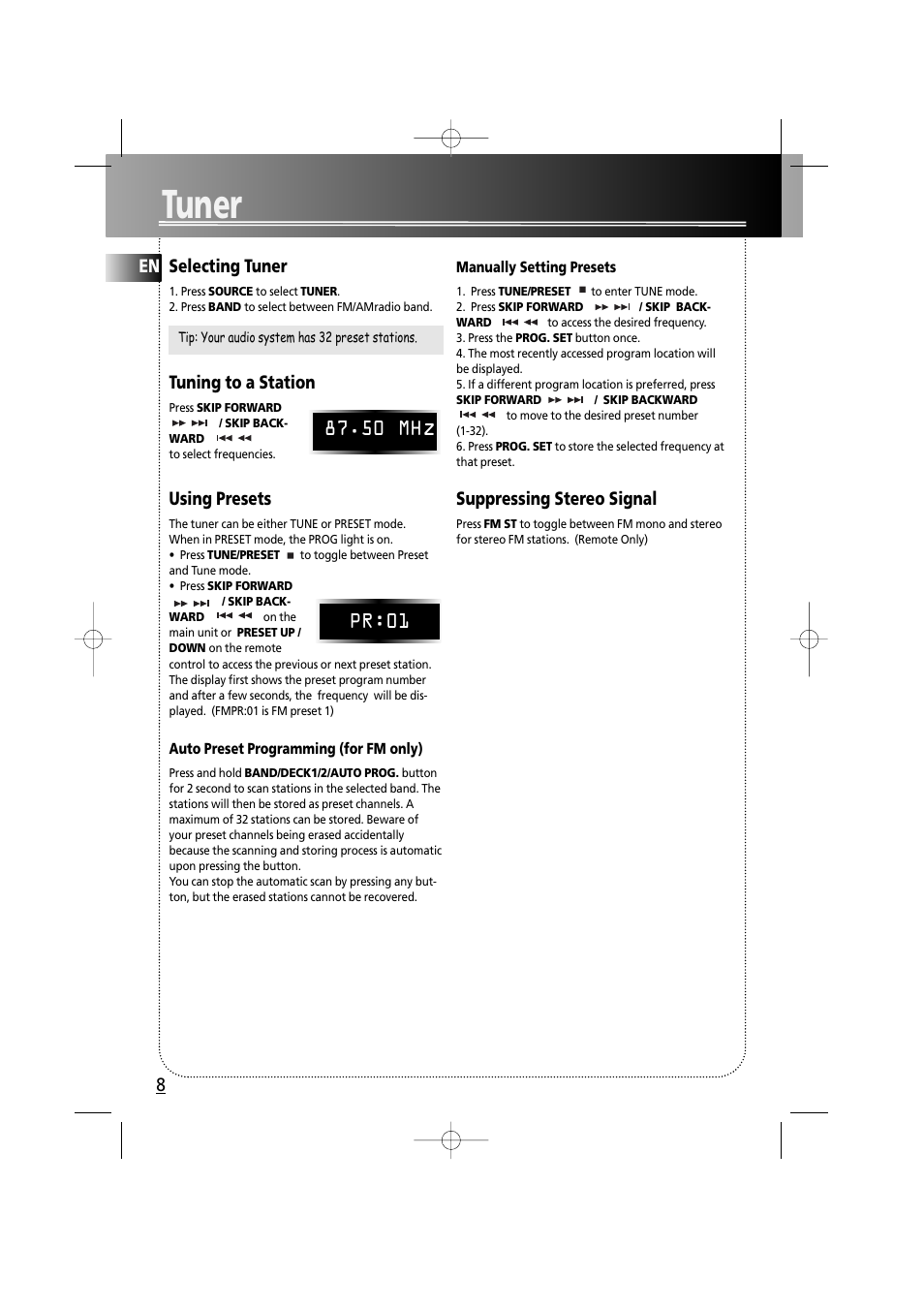 Tuner | RCA RS2610 User Manual | Page 11 / 19