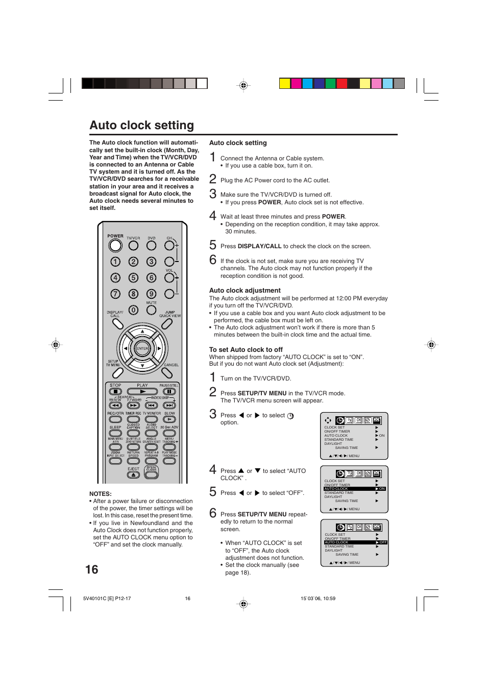 Auto clock setting | RCA 24F502TDV User Manual | Page 16 / 68