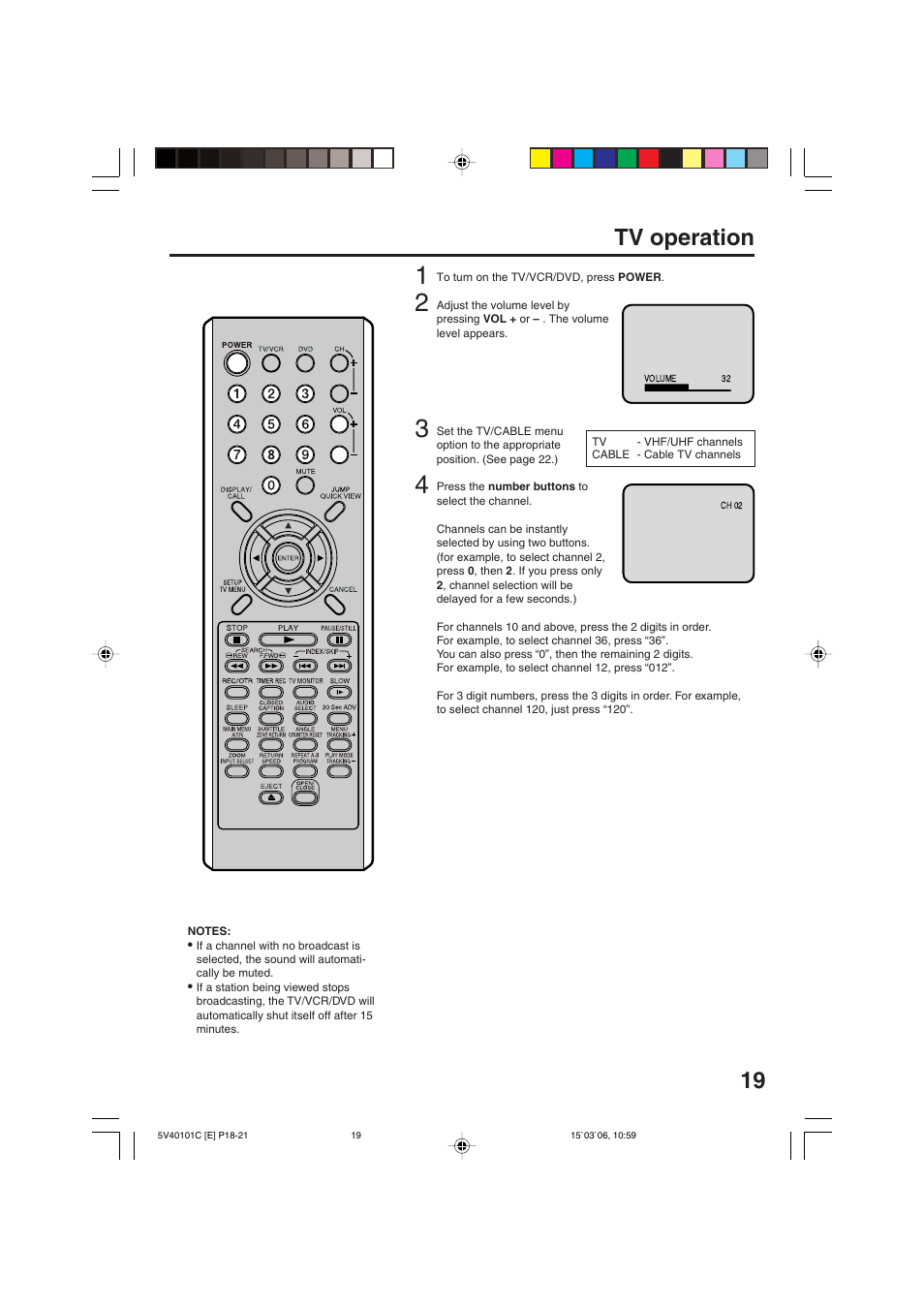 19 tv operation | RCA 24F502TDV User Manual | Page 19 / 68