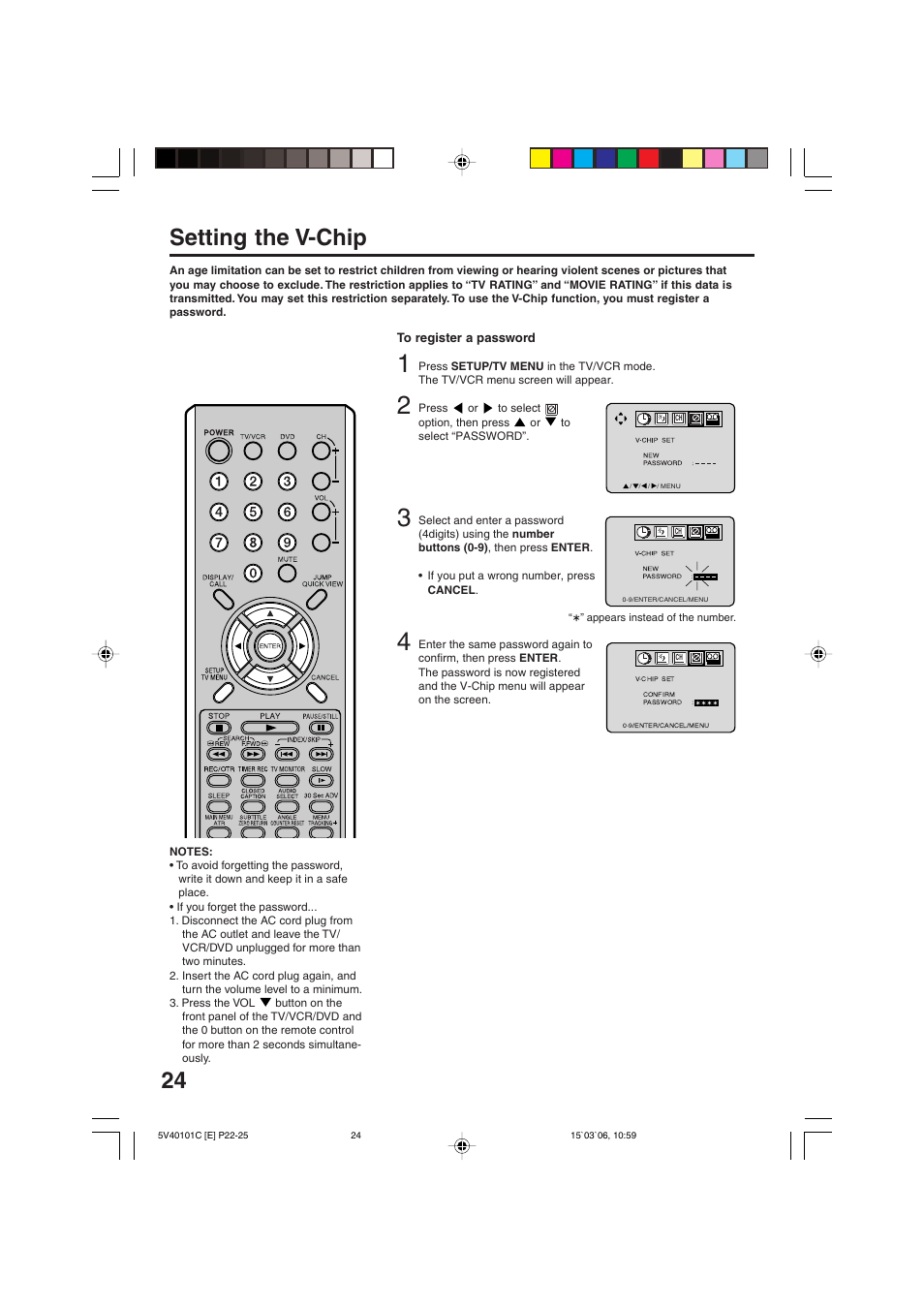 Setting the v-chip | RCA 24F502TDV User Manual | Page 24 / 68