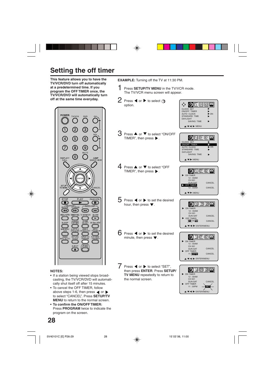 28 setting the off timer | RCA 24F502TDV User Manual | Page 28 / 68