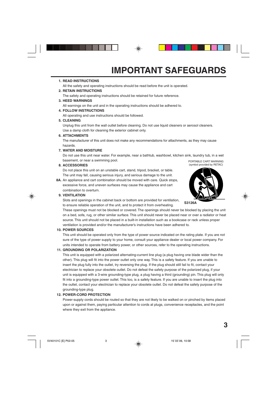 Important safeguards | RCA 24F502TDV User Manual | Page 3 / 68