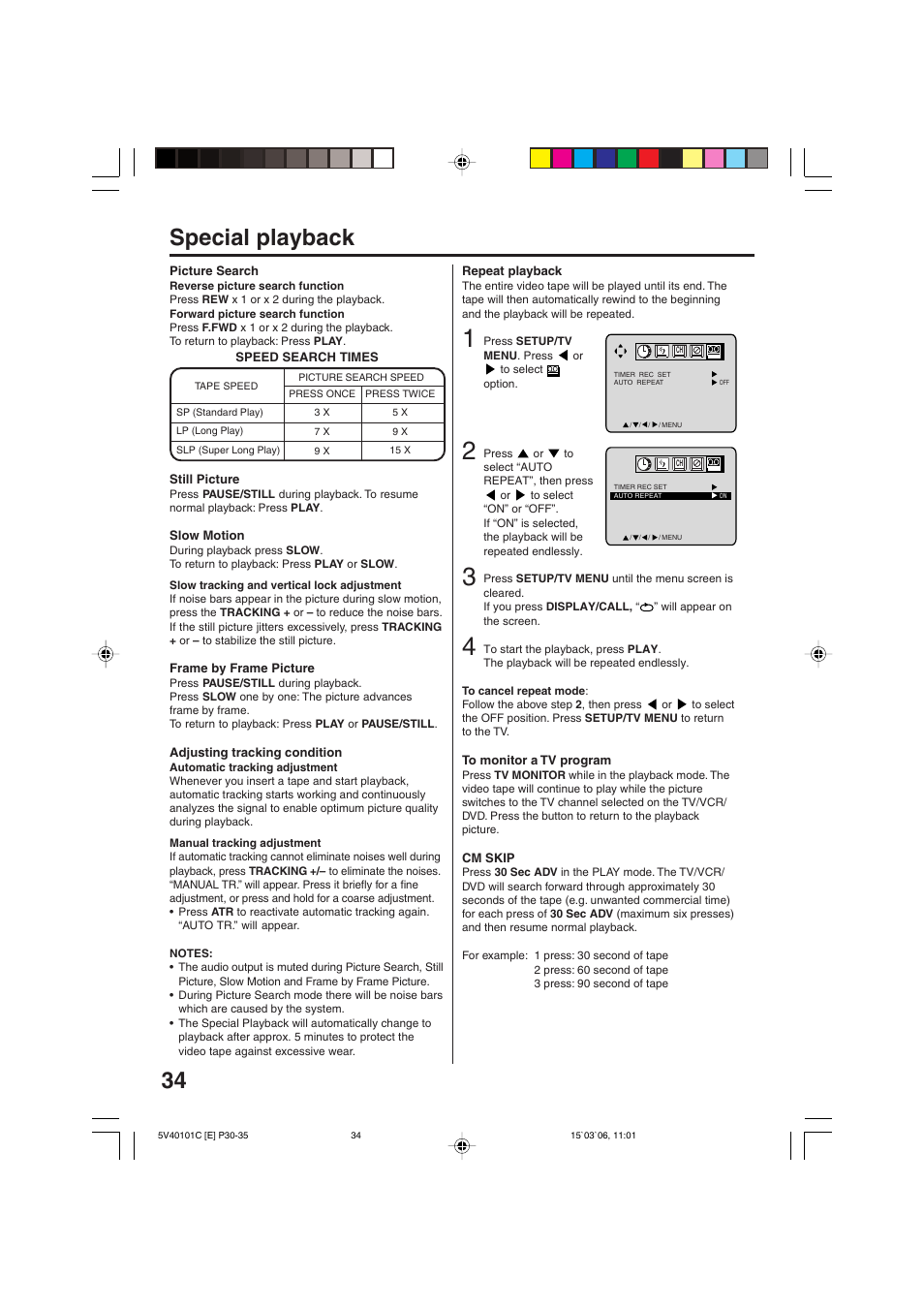 34 special playback | RCA 24F502TDV User Manual | Page 34 / 68