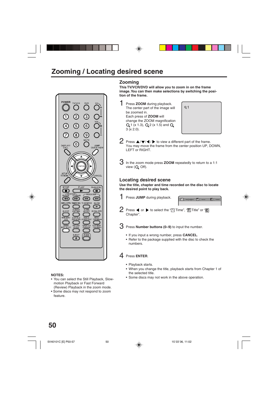 50 zooming / locating desired scene | RCA 24F502TDV User Manual | Page 50 / 68