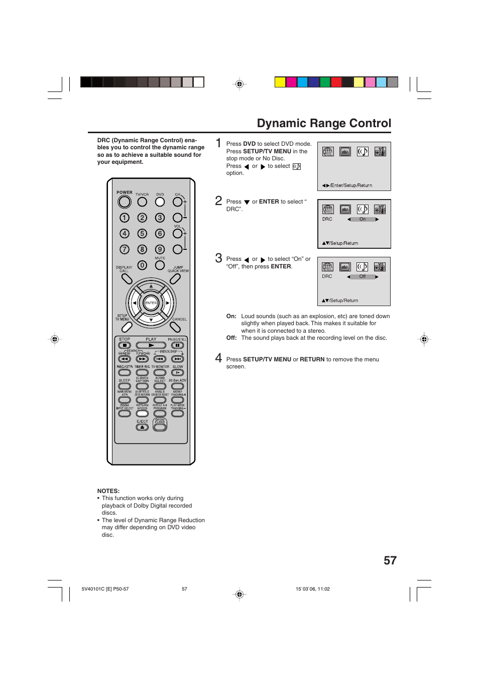 57 dynamic range control | RCA 24F502TDV User Manual | Page 57 / 68
