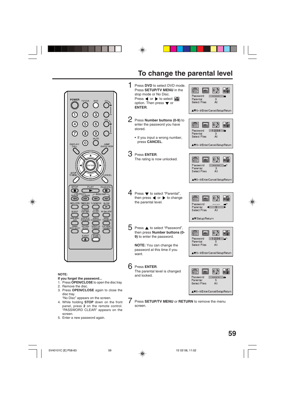 59 to change the parental level | RCA 24F502TDV User Manual | Page 59 / 68
