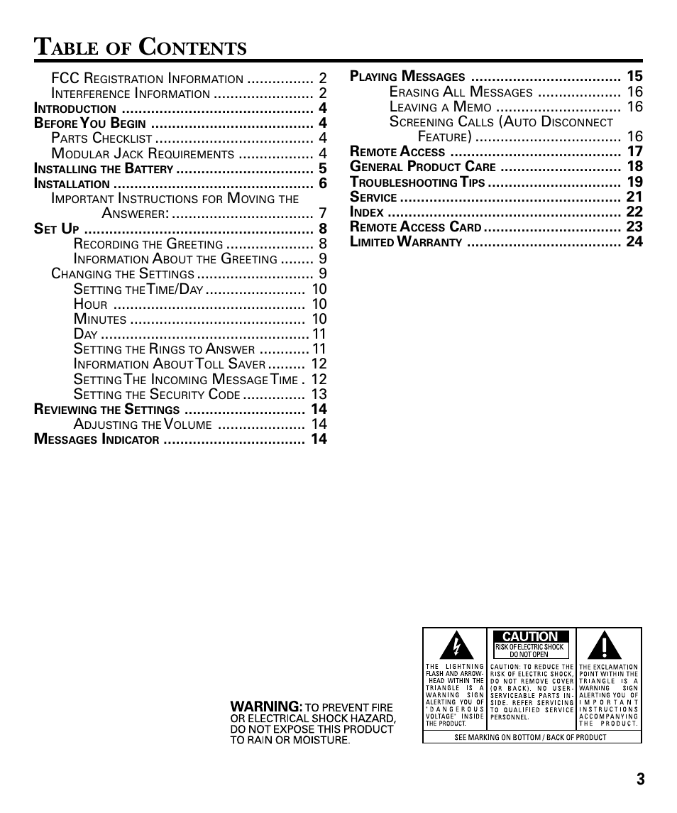 Able, Ontents | RCA GE 29878 User Manual | Page 3 / 48