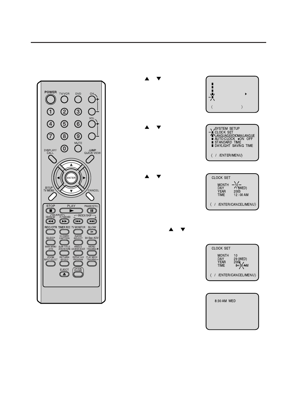 Manual clock setting | RCA TruFlat 20F500TDV User Manual | Page 18 / 64