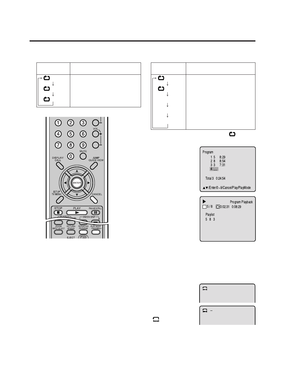 Repeat/random/program playback and repeat a-b, Repeat a-b, Program menu | RCA TruFlat 20F500TDV User Manual | Page 49 / 64