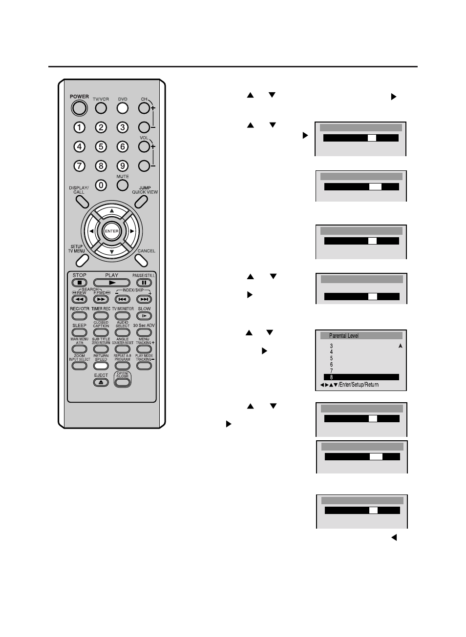 56 to change the parental level | RCA TruFlat 20F500TDV User Manual | Page 56 / 64