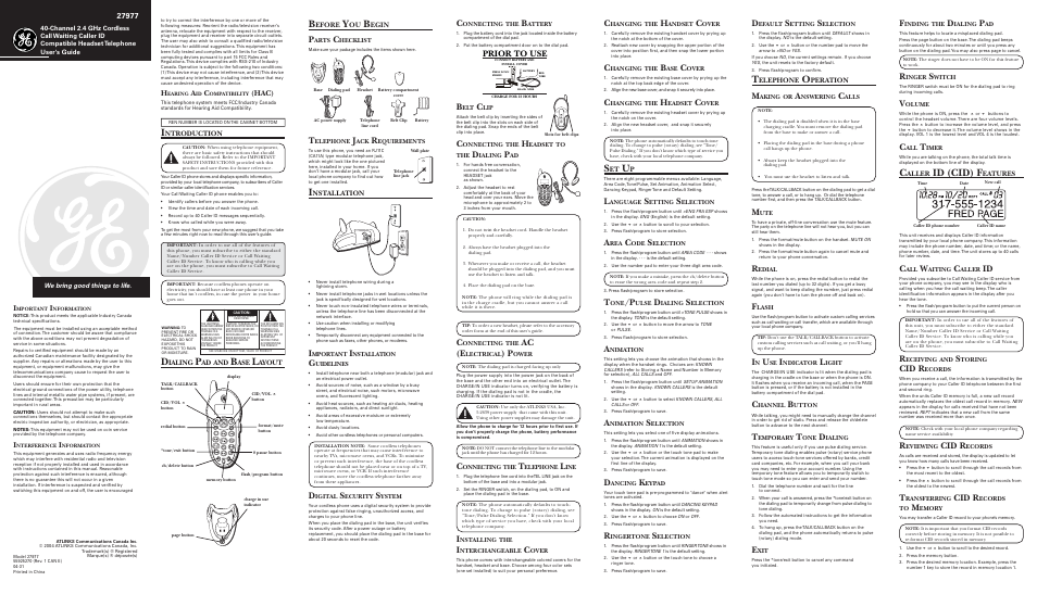 RCA Model 27977 User Manual | 2 pages