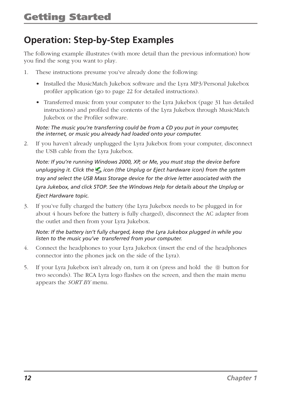 Getting started operation: step-by-step examples | RCA Lyra RD2840 User Manual | Page 14 / 58