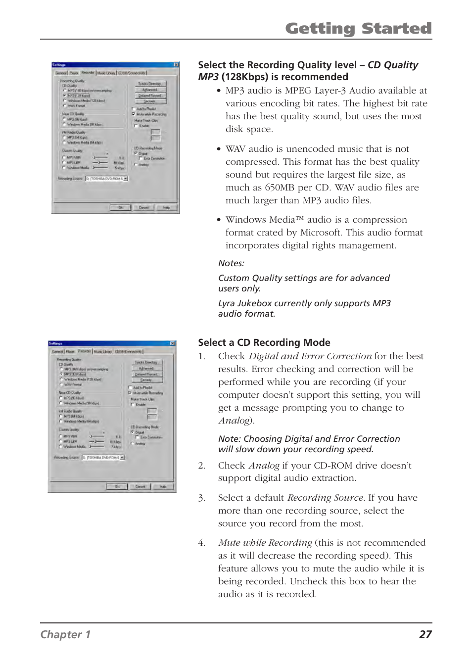 Getting started | RCA Lyra RD2840 User Manual | Page 29 / 58