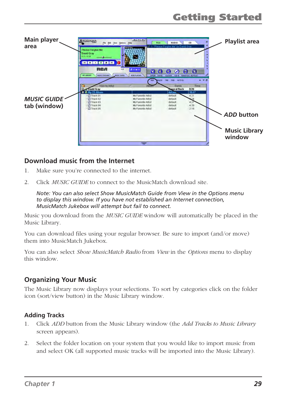 Getting started | RCA Lyra RD2840 User Manual | Page 31 / 58