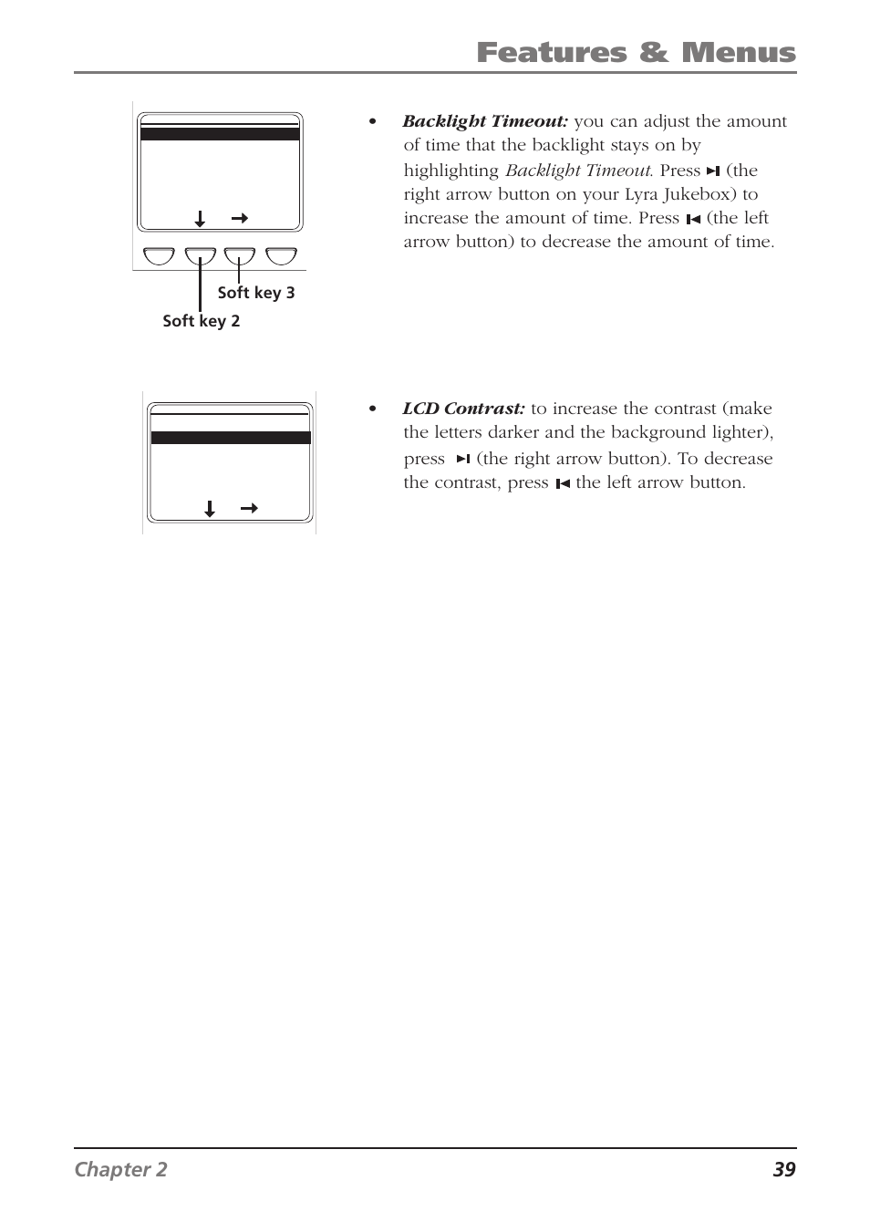 Features & menus, Chapter 2 39 | RCA Lyra RD2840 User Manual | Page 41 / 58