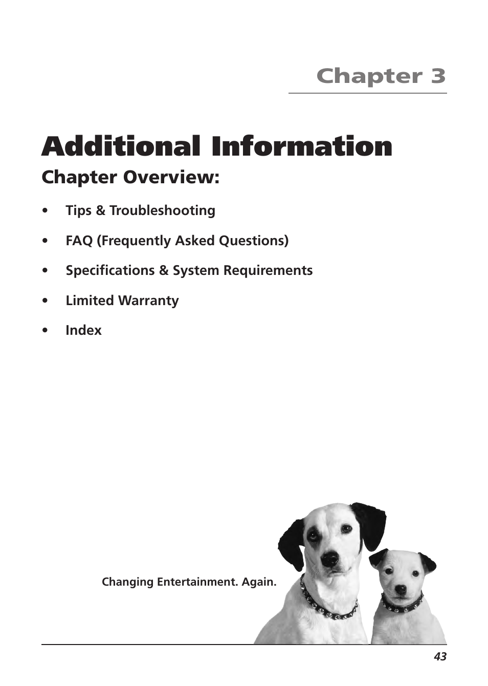 Additional information, Chapter 3, Chapter overview | RCA Lyra RD2840 User Manual | Page 45 / 58