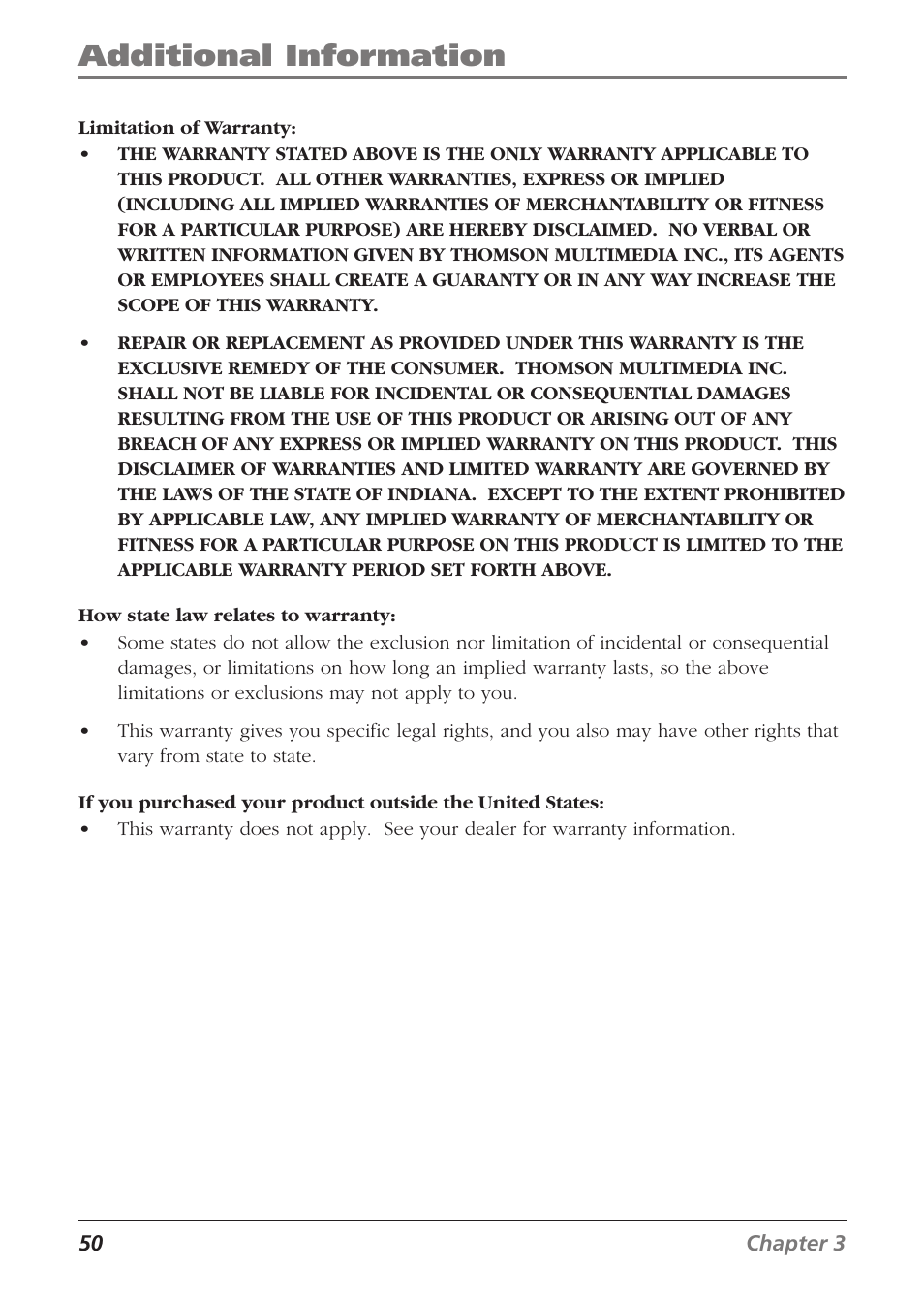 Additional information | RCA Lyra RD2840 User Manual | Page 52 / 58