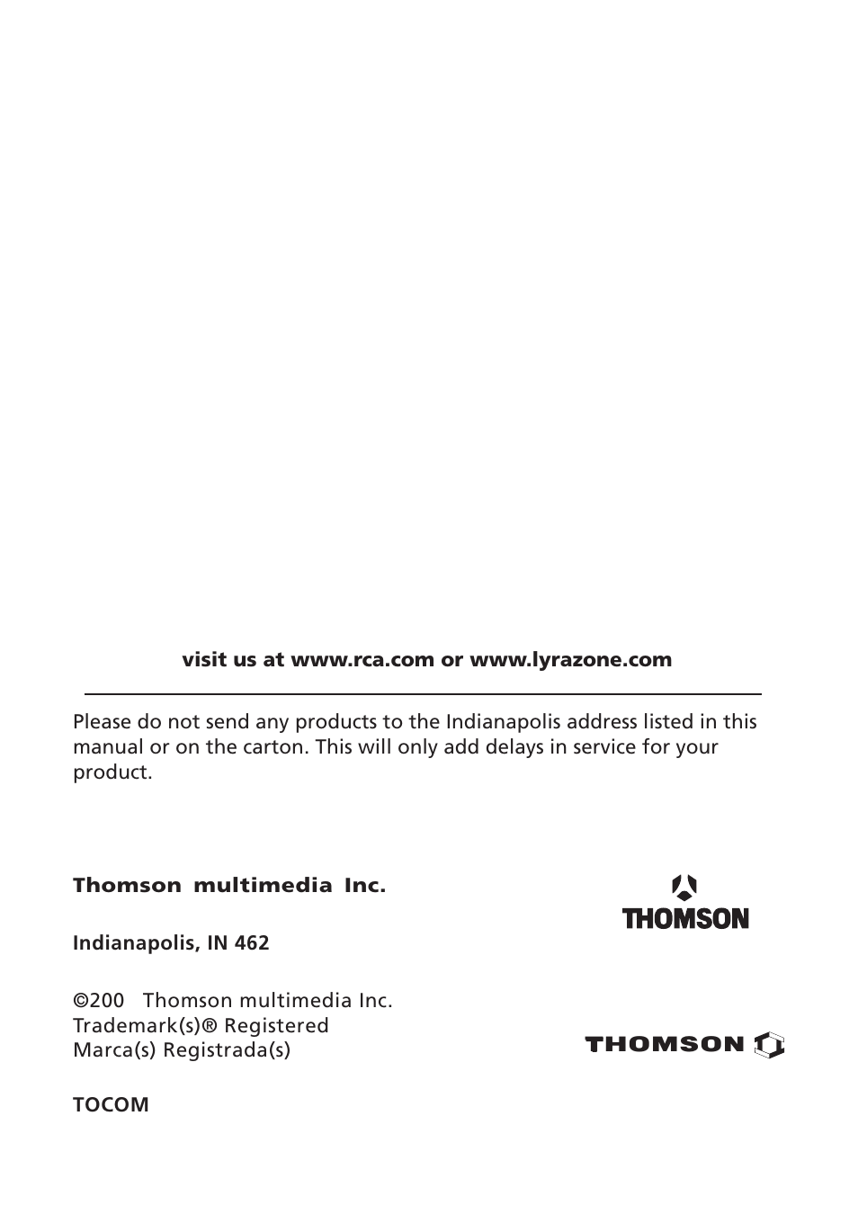 RCA Lyra RD2840 User Manual | Page 58 / 58