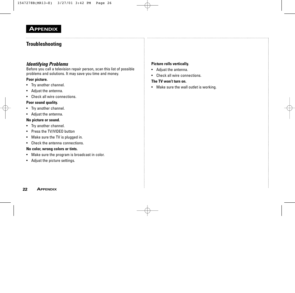 Troubleshooting | RCA MR13401 User Manual | Page 26 / 32