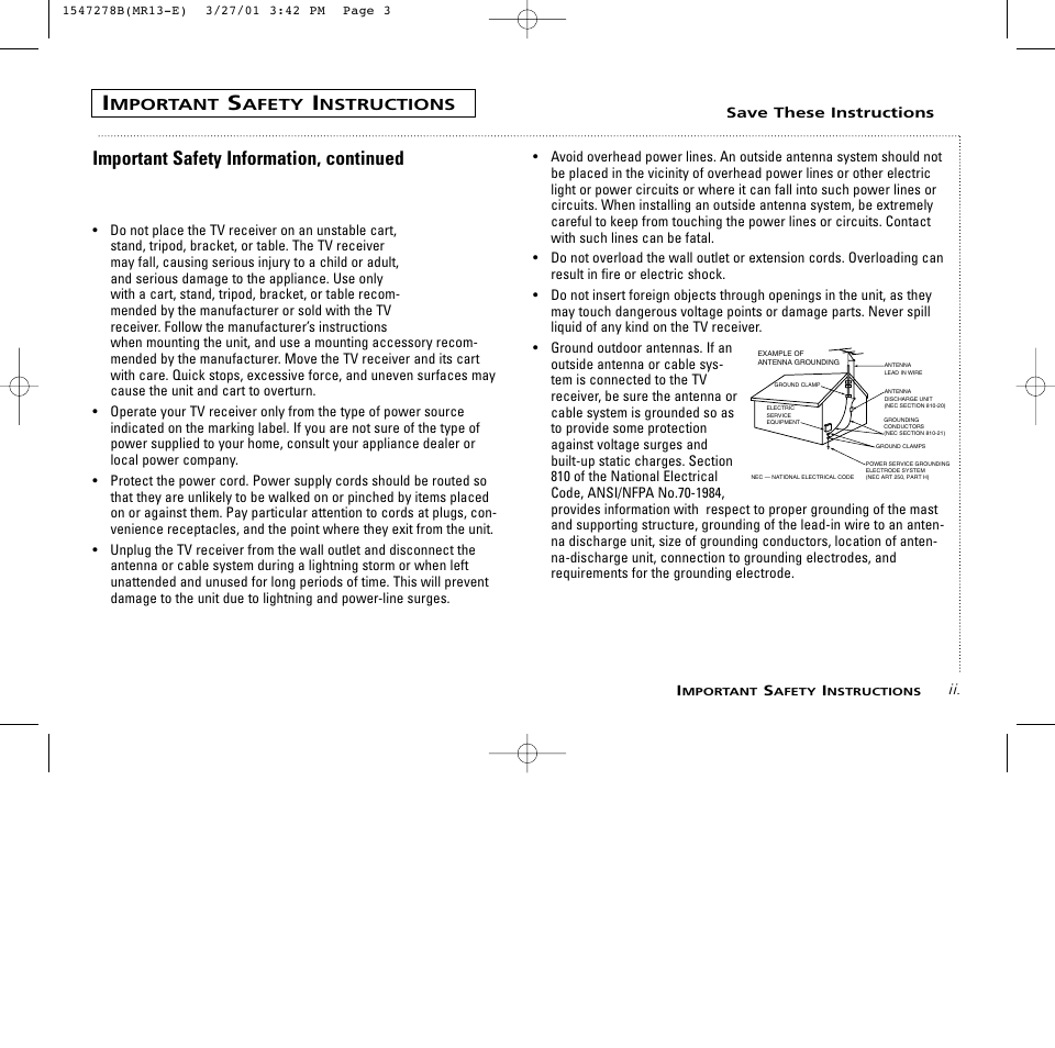 Important safety information, continued | RCA MR13401 User Manual | Page 3 / 32