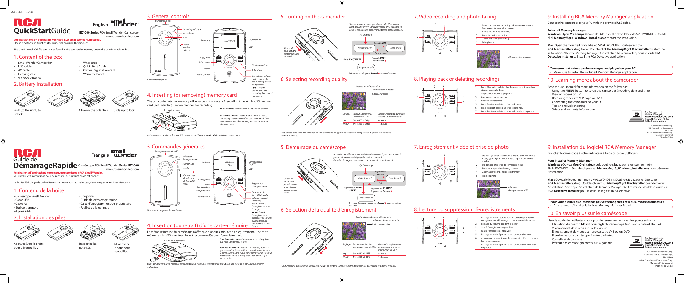 RCA EZ1000BL User Manual | 2 pages