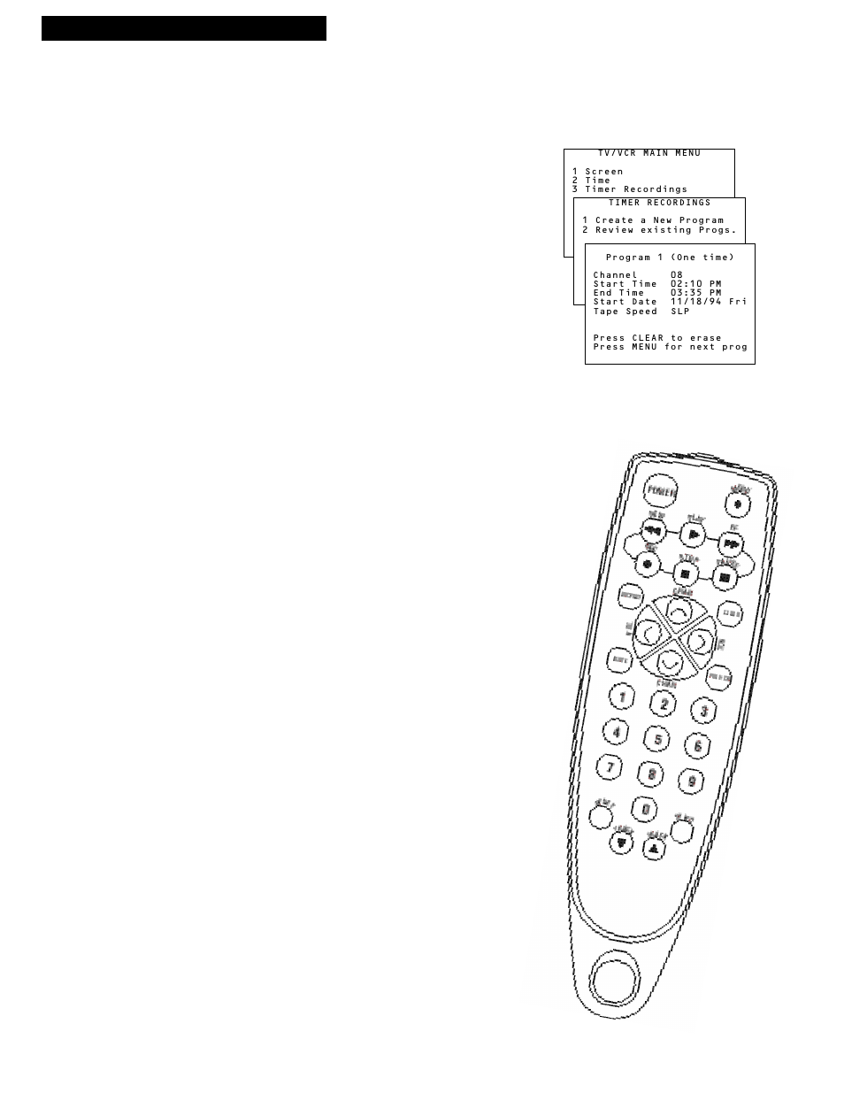 Timer recording, 24 recording a program, Checking or clearing timer recordings | Stopping a timer recording | RCA 1539213A User Manual | Page 26 / 40