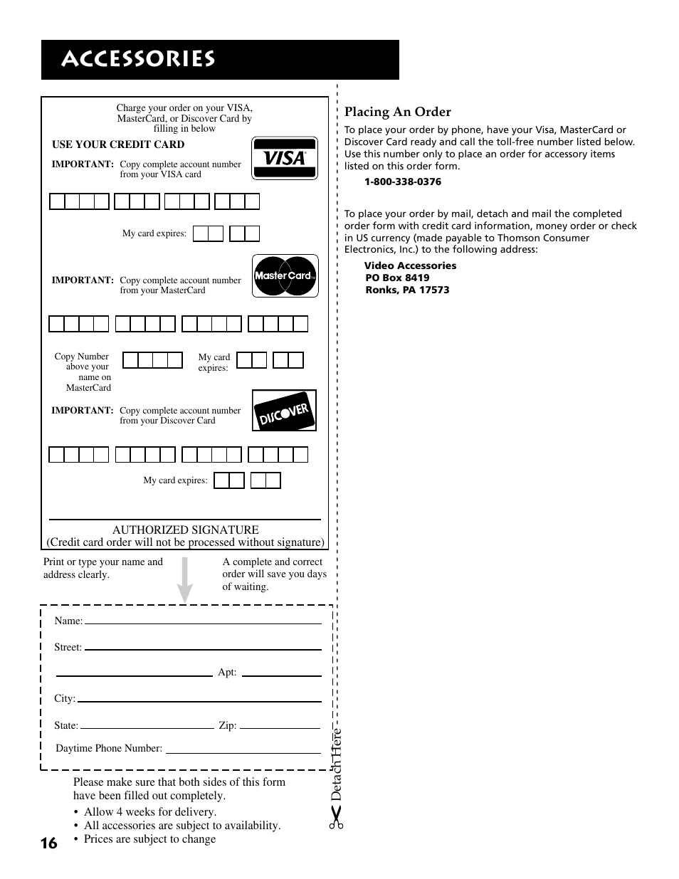 Accessories | RCA E09344 User Manual | Page 18 / 20