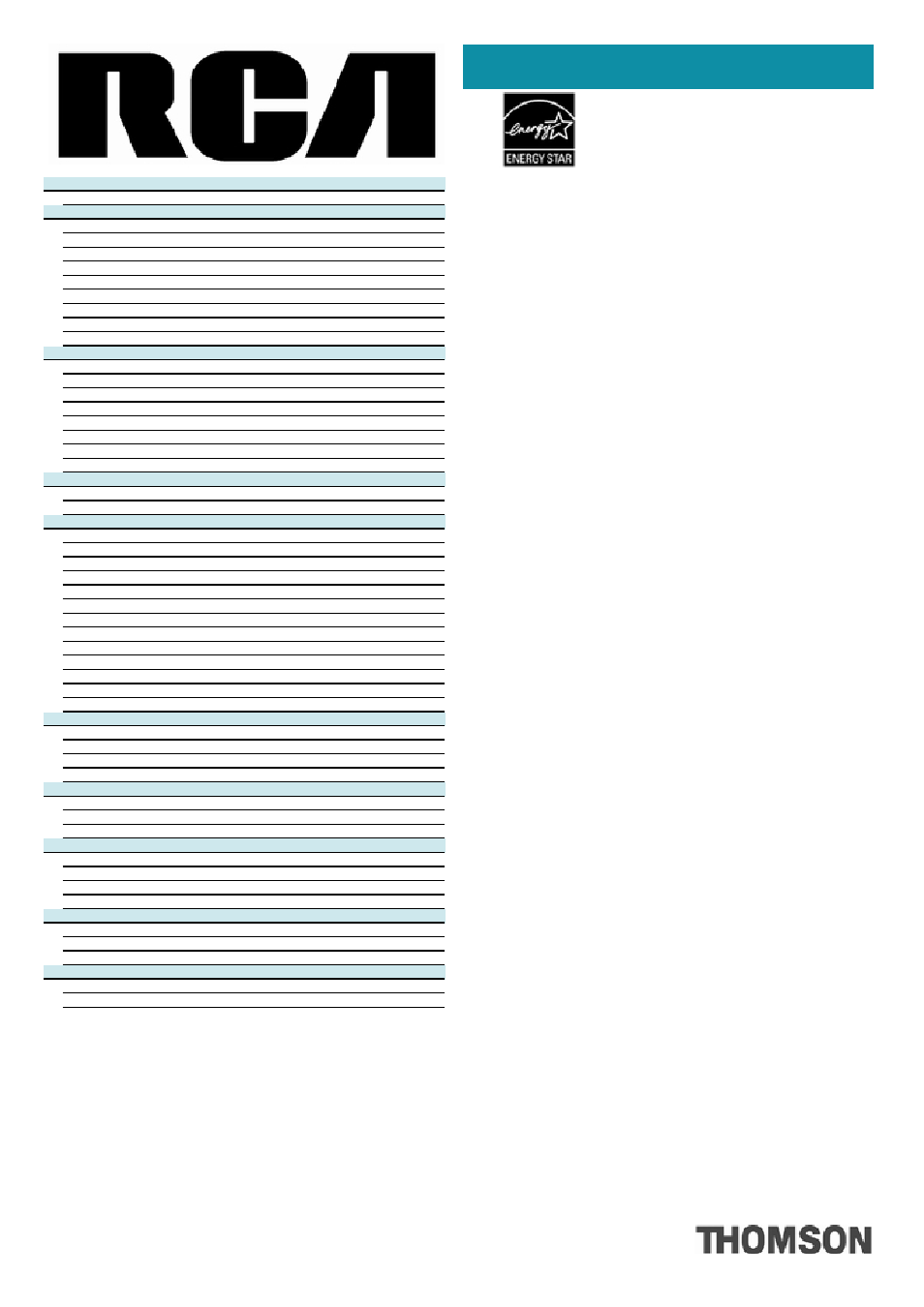 Technical specifications | RCA Energy Star 27R410T User Manual | Page 2 / 2