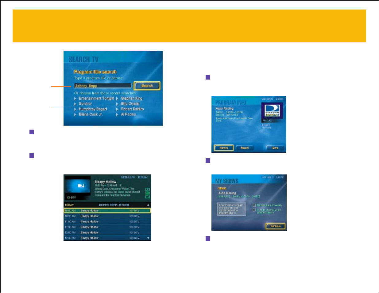Tv reminders | RCA DIRECTTV Receiver with Ultimate TV Service 980-04038-800 User Manual | Page 17 / 55