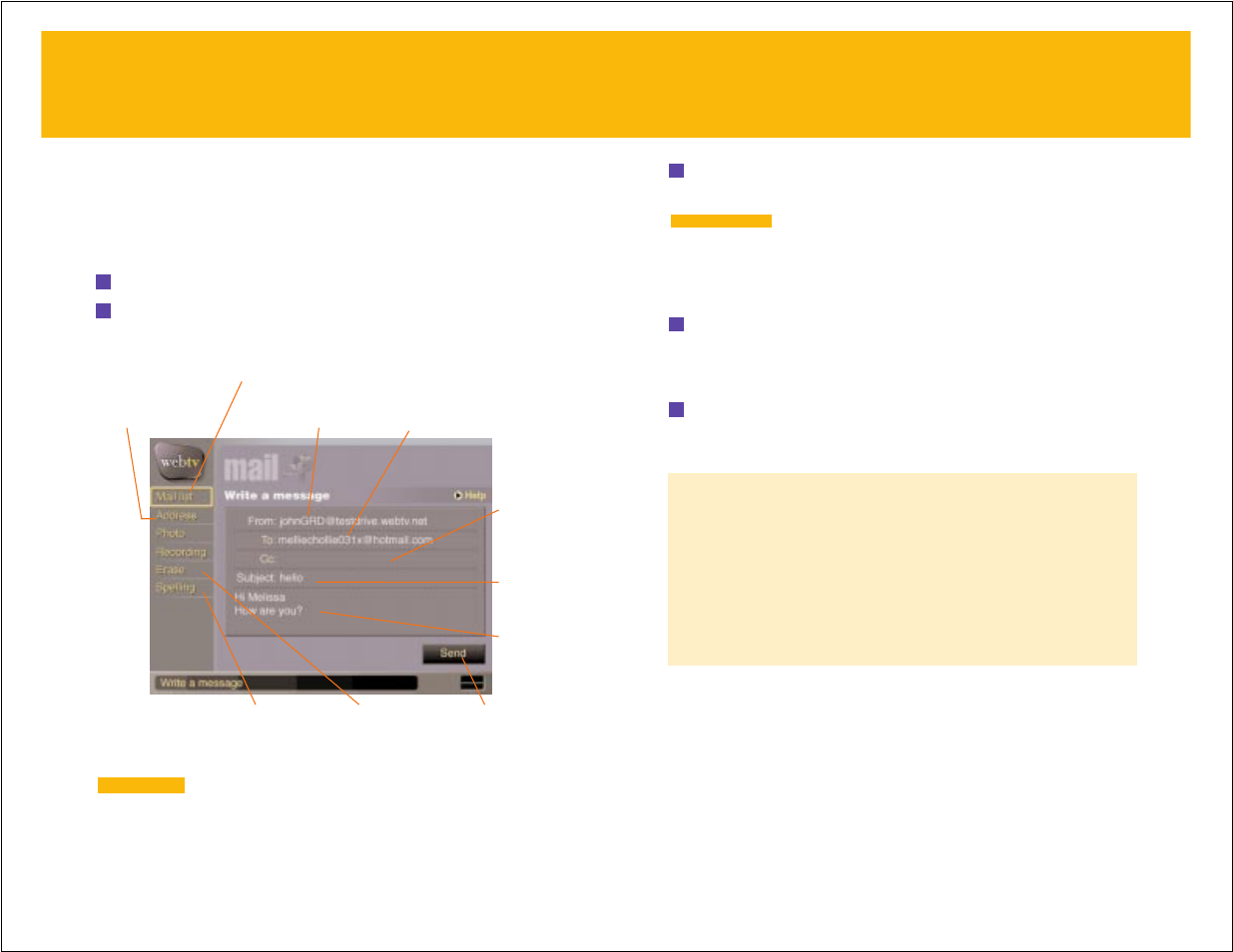Writing an e-mail message | RCA DIRECTTV Receiver with Ultimate TV Service 980-04038-800 User Manual | Page 36 / 55