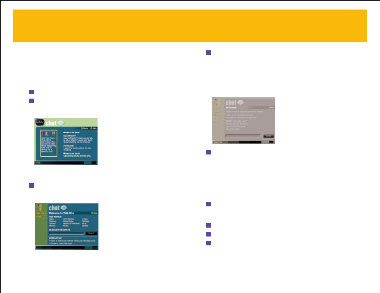 Chat rooms, Making side comments: "whispering | RCA DIRECTTV Receiver with Ultimate TV Service 980-04038-800 User Manual | Page 48 / 55