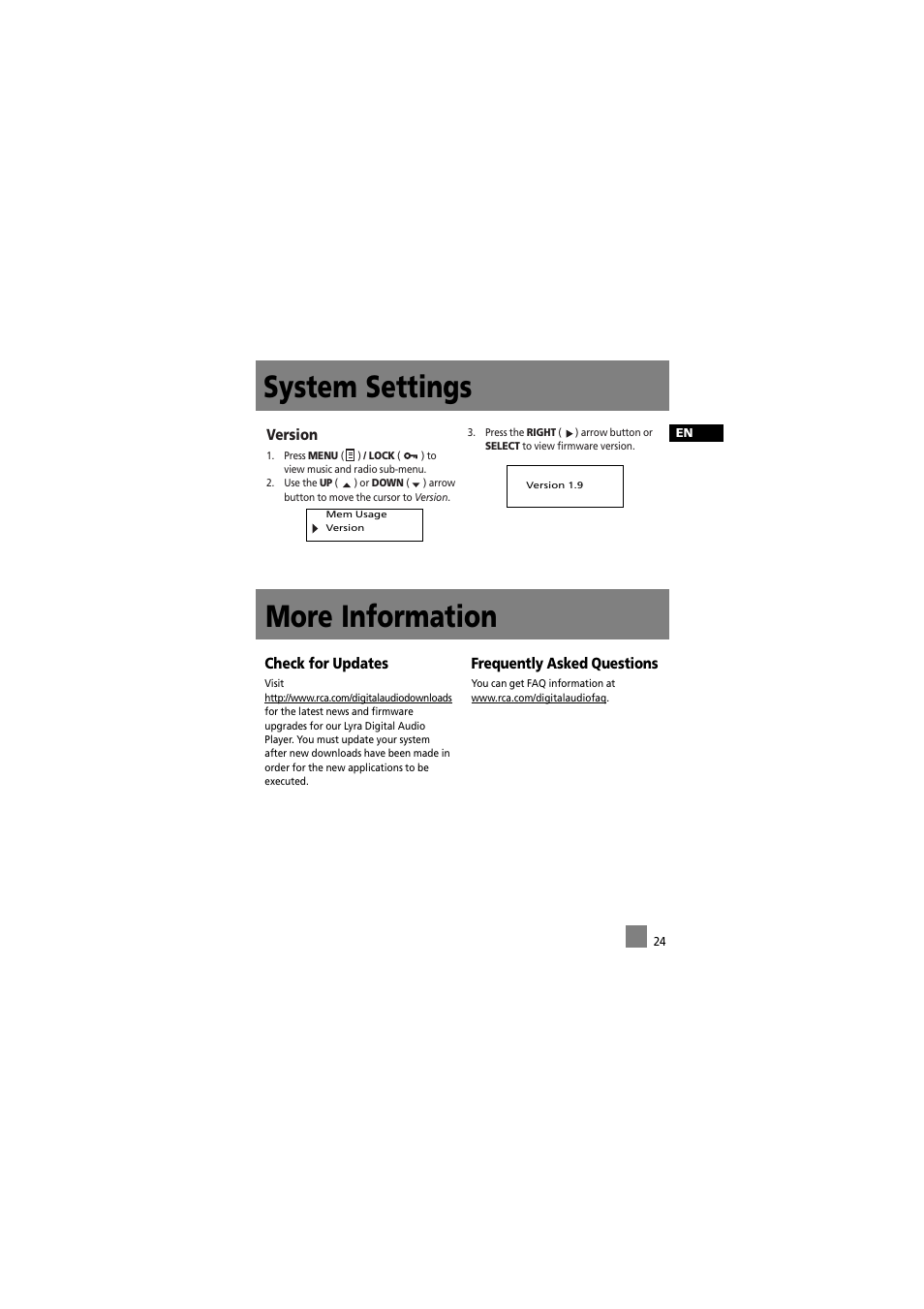 System settings more information | RCA RD2012 User Manual | Page 34 / 39