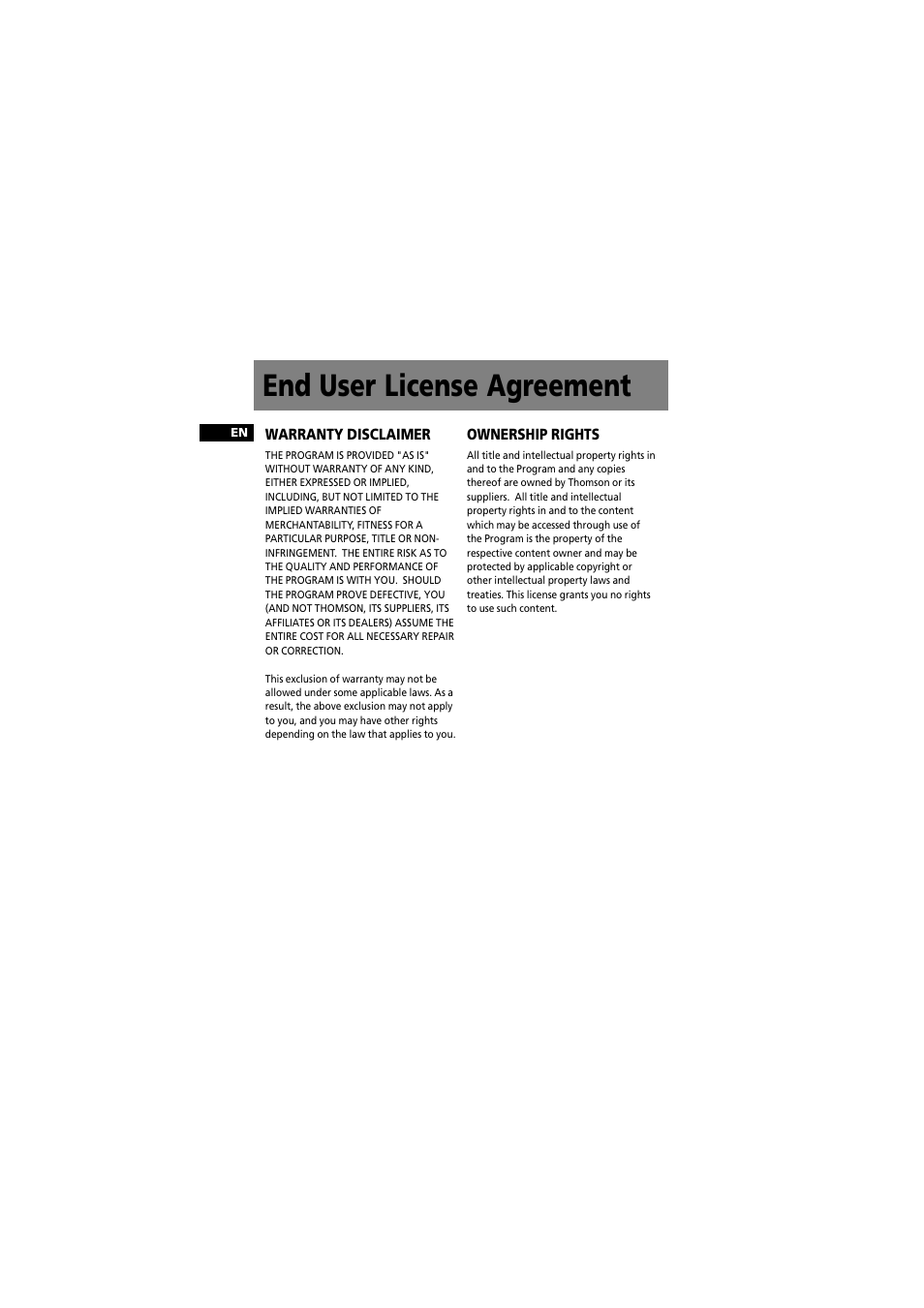 End user license agreement | RCA RD2012 User Manual | Page 7 / 39