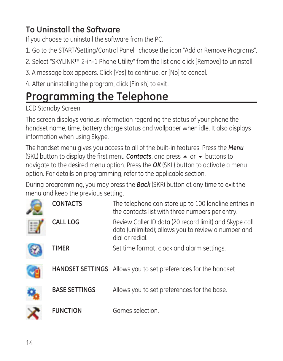Programming the telephone | RCA 28300 User Manual | Page 14 / 52