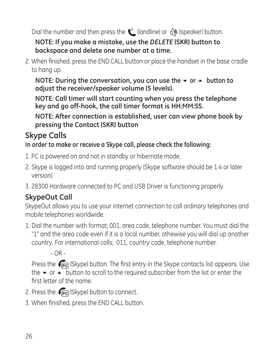 Skype calls | RCA 28300 User Manual | Page 26 / 52