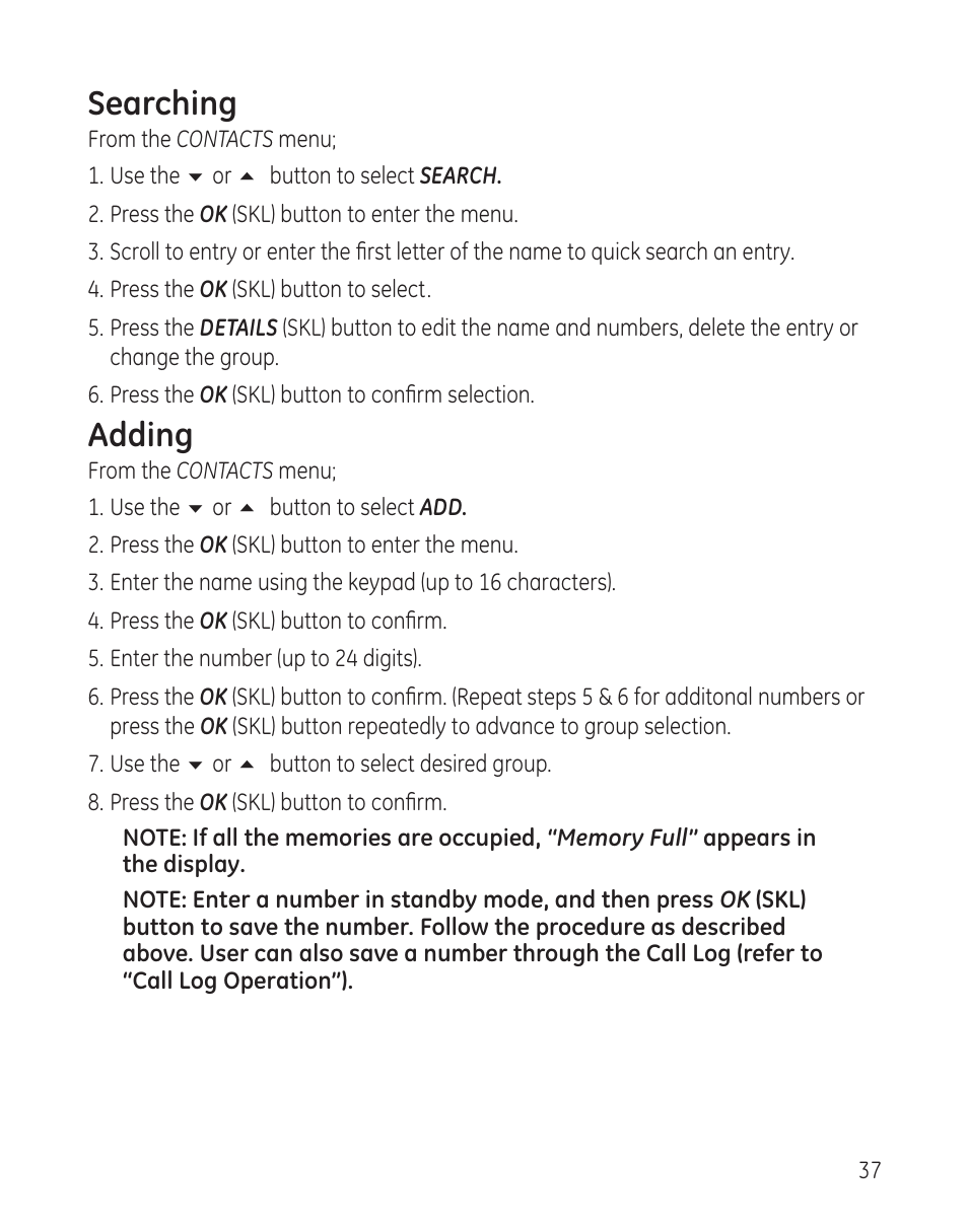 Searching, Adding | RCA 28300 User Manual | Page 37 / 52