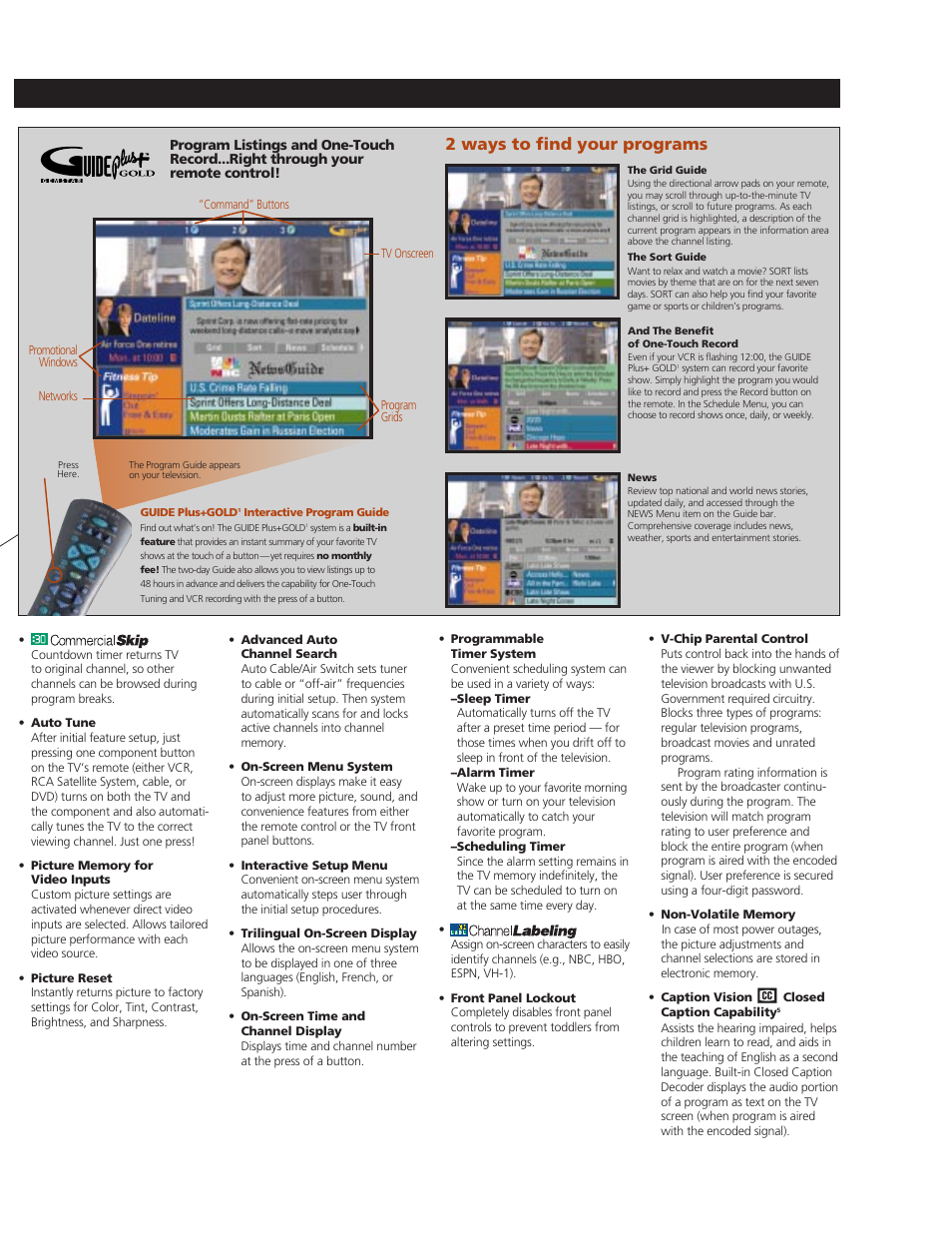 Convenience, 2 ways to find your programs | RCA F27629 User Manual | Page 3 / 4