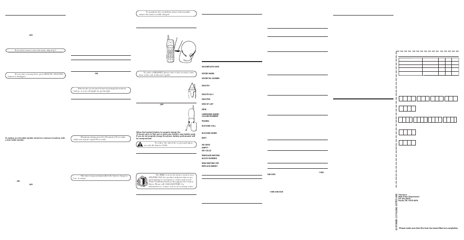 Talk m, Emory, Rogrammable | Imer, Eadset, Peration, Hanging, Attery, Afety, Recautions | RCA 26971 User Manual | Page 2 / 2