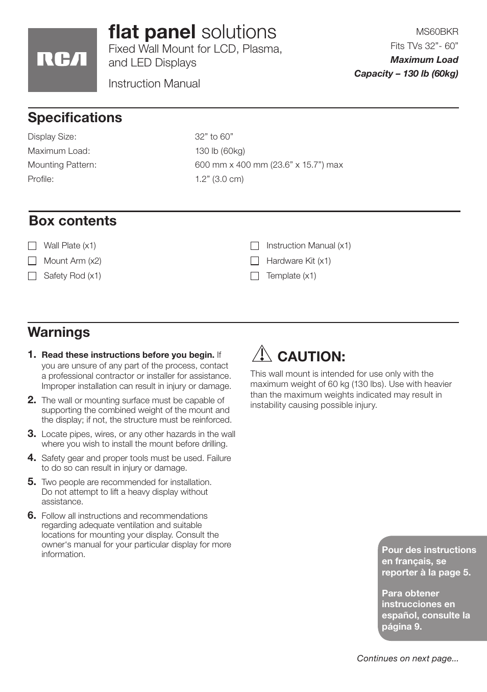 RCA L3239E User Manual | 4 pages