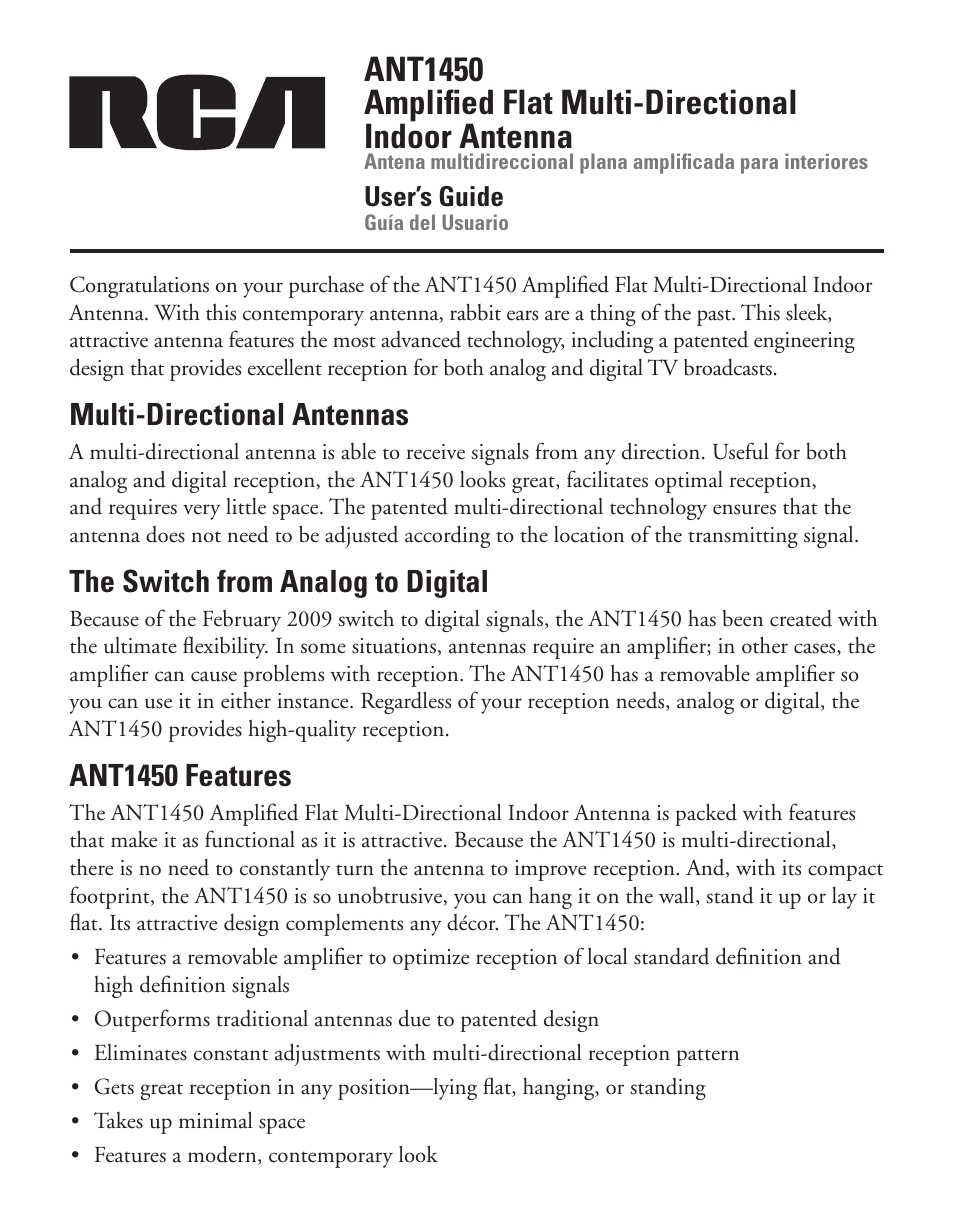 RCA ANT1450 User Manual | 12 pages